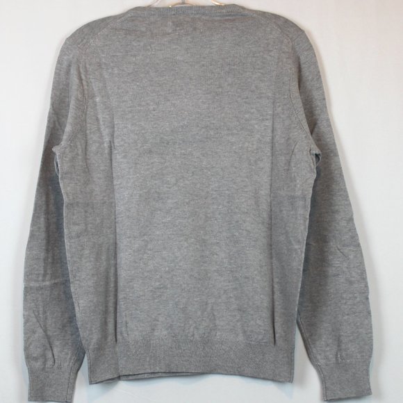 Meraki Light Gray Knitted Pull Over V Neck Long Sleeve Sweater Jumper Large - Picture 2 of 10